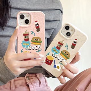 เบอร์เกอร์โคล่า เคสย่อยสลายได้ฟางข้าวสาลี เเคสโทรศัพท์ Compatible for iPhone 11 14 13 12 15 Pro Max 7 8 14 15 Plus XR