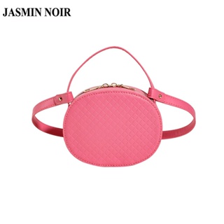 Jasmin NOIR กระเป๋าถือ กระเป๋าสะพายไหล่ หนัง PU ลายสก๊อต ทรงกลม ขนาดเล็ก สําหรับสตรี