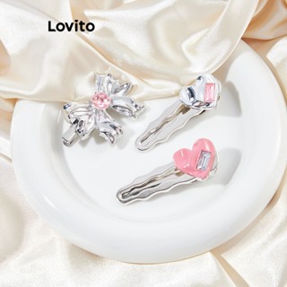 Lovito กิ๊บติดผมโลหะ ลายดอกไม้ ลําลอง สําหรับผู้หญิง L63AD175 (สีชมพูอ่อน/ชมพู/เงิน)