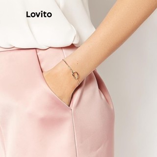 Lovito สร้อยข้อมือ รูปหัวใจ หรูหรา สําหรับผู้หญิง L63AD381 (ทอง/เงิน)