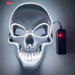 หน้ากากฮาโลวีน LED Skull หน้ากากเรืองแสง LED หน้ากากเรืองแสงฮาโลวีนโครงกระดูกหน้ากากใบหน้า LED สยองขวัญ Ghost HEAD ผู้ชายและผู้หญิง homelove