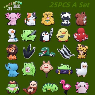 25 ชิ้น ชุด Crocs อุปกรณ์เสริม Jibbitz สําหรับ Crocs Animal Series รองเท้า ดอกไม้ PVC กาวนุ่ม น่ารัก การ์ตูนสัตว์ หัวเข็มขัด อุปกรณ์ตกแต่ง Diy หัวเข็มขัด ของขวัญเด็ก