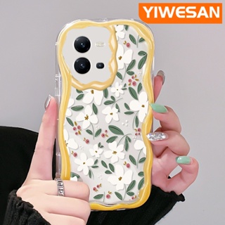 เคสโทรศัพท์มือถือแบบนิ่ม ใส กันกระแทก ลายดอกไม้ สีขาว แฟชั่น สําหรับ VIVO V25 5G V25E X80 Lite V21E Y73 2020