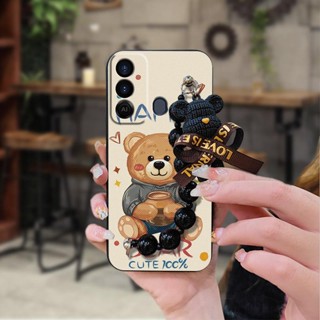 Dirt-resistant Bear bracelet Phone Case For Tecno POP6 GO Cartoon cute Anti-knock Waterproof Back Cover phone case