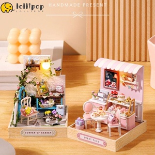 Lollipo1 ชุดบ้านตุ๊กตาจิ๋ว เฟอร์นิเจอร์ไม้ DIY สําหรับเป็นของขวัญวันเกิด