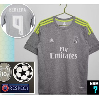 เสื้อยืด ลายฟุตบอล Real Madrid Away 2015-16 [Vintage] ไซซ์ S-2XL คุณภาพสูง