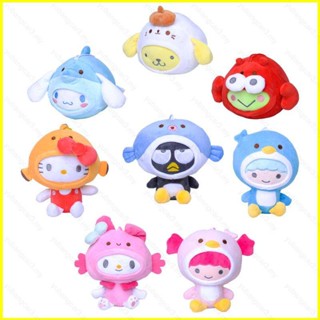 ใหม่ ตุ๊กตายัดนุ่น รูปการ์ตูน Sanrio Ocean Series Axolotl Melody Dolphin Cinnamoroll ของเล่นสําหรับเด็ก