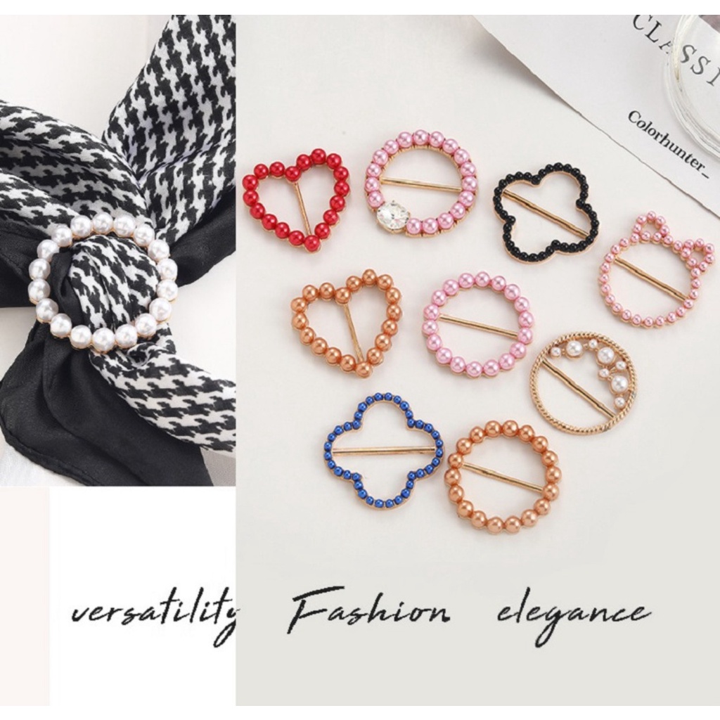 【Yunyuan】หัวเข็มขัดโลหะ ประดับไข่มุก พลอยเทียม 50 แบบ สําหรับรัดขอบผ้าพันคอ เสื้อผ้า - รูปที่ 2