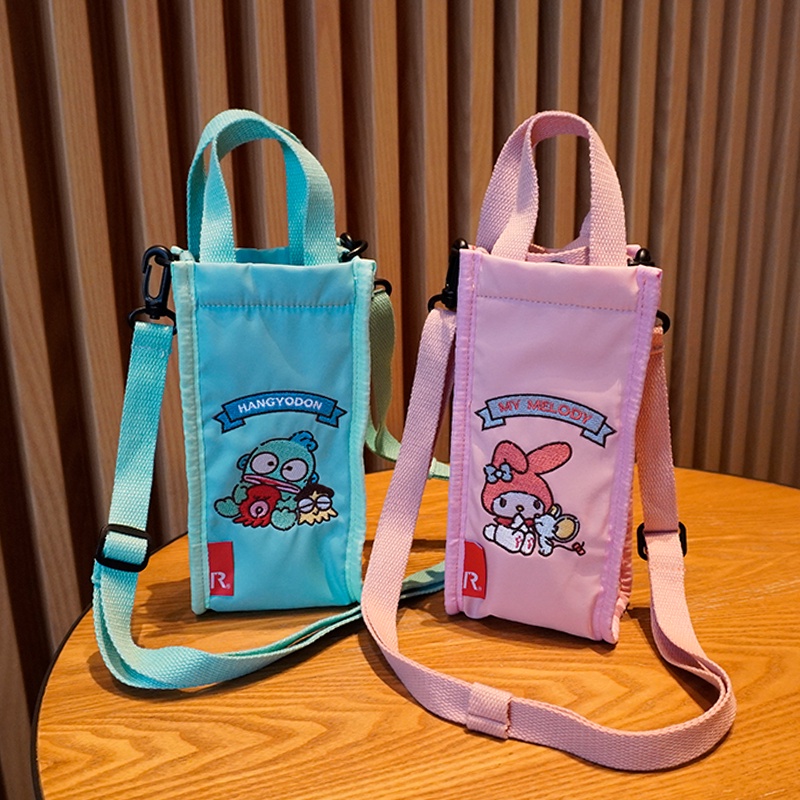 กระเป๋าใส่ขวดน้ํา โทรศัพท์มือถือ ปักลายการ์ตูน Sanrio น่ารัก แบบพกพา