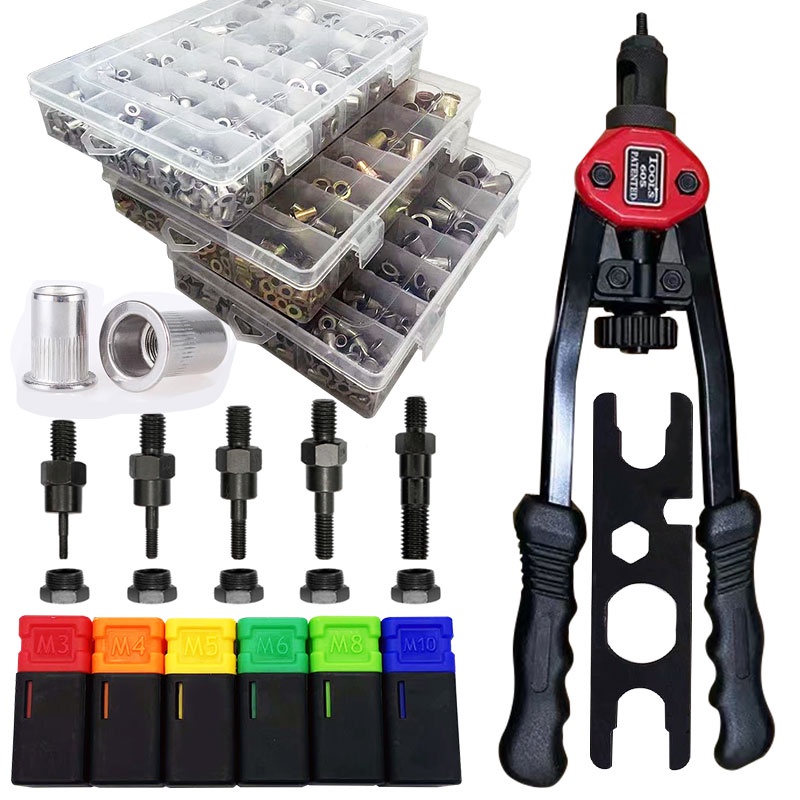 New Rivet Nut +Hand Threaded Rivet Nuts Gun M3 M4 M5 M6 M8 M10 M12 Double Insert Manual Riveter Gun 