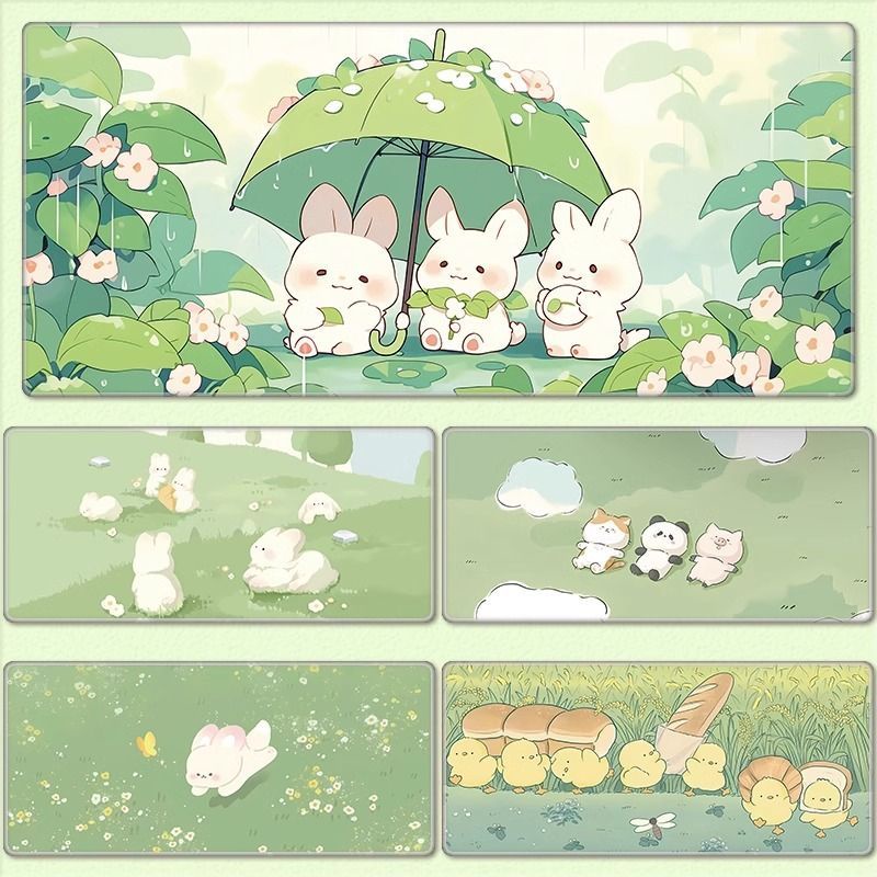 แผ่นรองเมาส์ คีย์บอร์ด ป้องกันดวงตา ขนาดเล็ก สีเขียว แบบเรียบง่าย สําหรับคอมพิวเตอร์ตั้งโต๊ะ