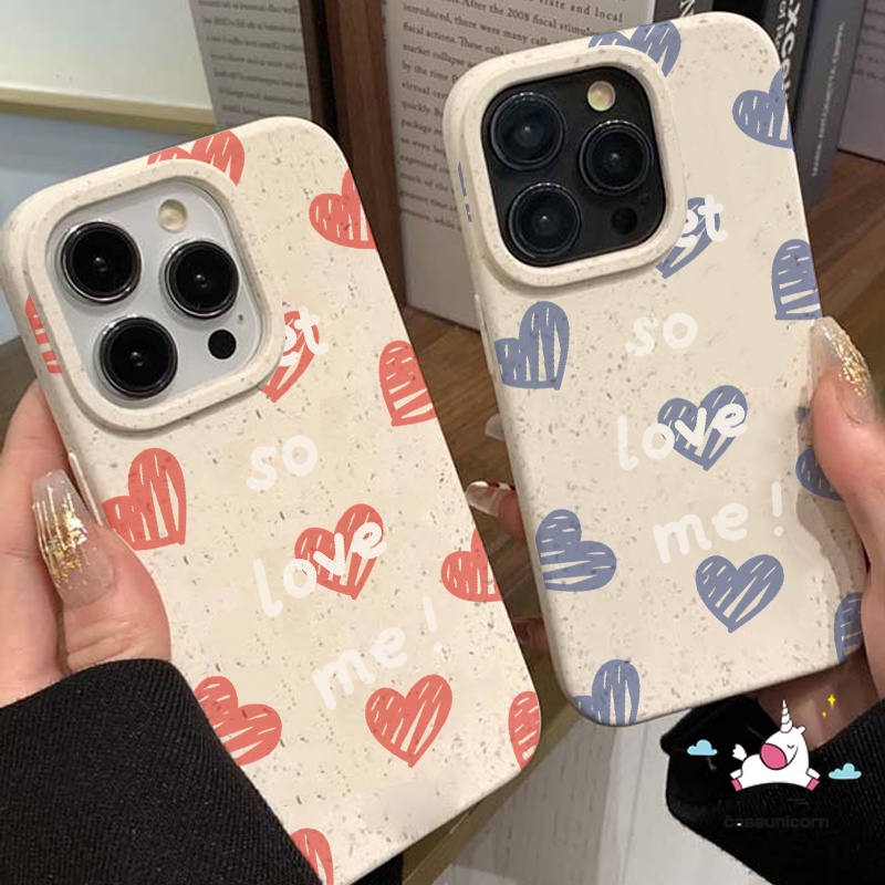 เคสโทรศัพท์มือถือ แบบนิ่ม ลายการ์ตูนกราฟฟิตี้หัวใจ ย่อยสลายได้ สําหรับ iPhone 13 14 11 7plus 15 12 Pro MAX 6 X 8 7 XR 6S 15 6S Plus XS MAX SE 2020
