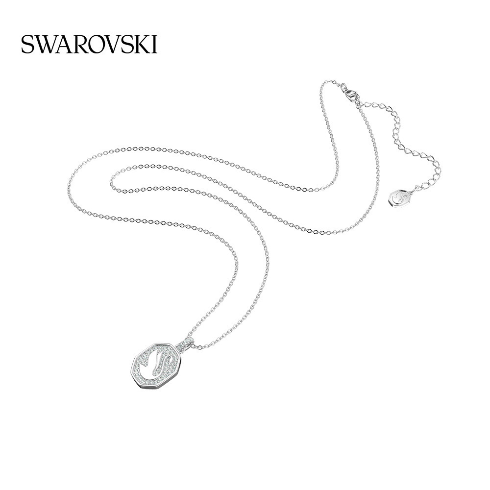 Swarovski สร้อยคอทองคําขาว รูปหงส์ สําหรับแฟนสาว