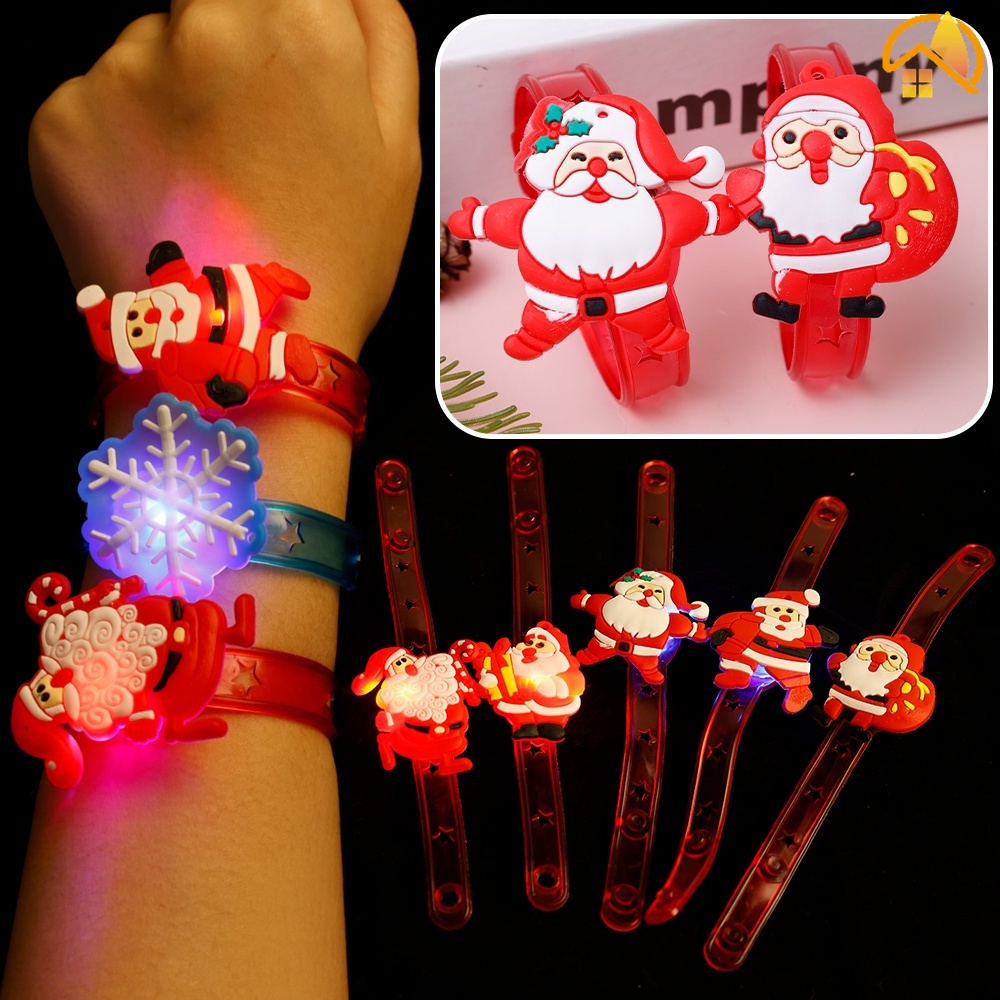 สร้อยข้อมือธีมคริสต์มาส เรืองแสง LED / ซานตาคลอสคริสต์มาส สร้อยข้อมือเรืองแสง / อุปกรณ์ประกอบฉาก ตกแต่งงานเลี้ยง ของขวัญสําหรับเด็ก
