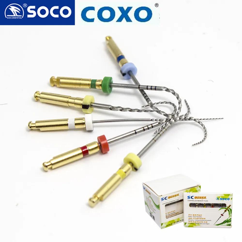 Soco 6 ชิ้น / กล่อง โรงงาน เต้าเสียบ ทันตกรรม นิกเกิล ไทเทเนียม ความร้อน เปิดใช้งาน ราก คลอง ไฟล์ เอนโดดอนติก ตะไบหมุน วัสดุทันตกรรม