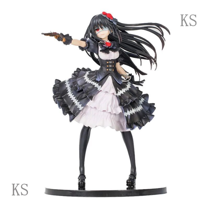 KS 23CM Anime Figure Tokisaki Kurumi Japanese DATE A LIVE  Retro Black Dress Stand Model Dolls Toy Gift Collect Boxed Or