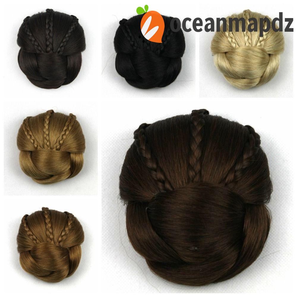 Oceanmapdz มวยผมปลอม ผมเจ้าสาว มองไม่เห็น แชกงอนถัก ทนความร้อน ไฟเบอร์ธรรมชาติ ต่อผมสังเคราะห์ Hanfu ผม Chignon หญิง