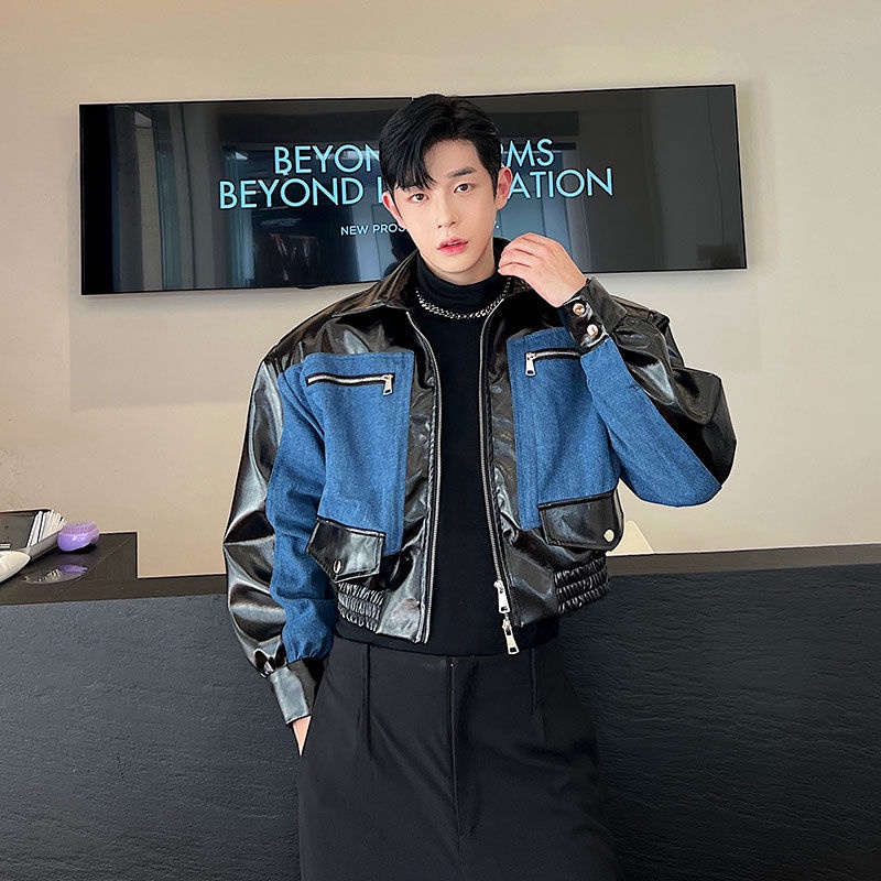 [2024/Featured] เสื้อแจ็กเก็ตยีน ตัวสั้น แต่งระบาย สไตล์เกาหลี ไฮเอนด์ สําหรับผู้ชาย