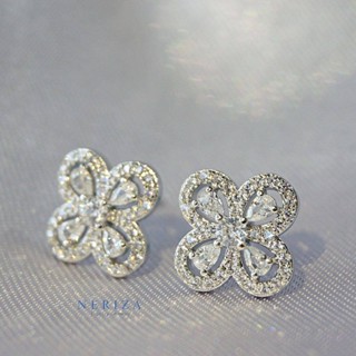 Neriza Jewelry/ต่างหูเพชรดอกไม้ ประกายไฟเทียบเท่าเพชรแท้  จั…