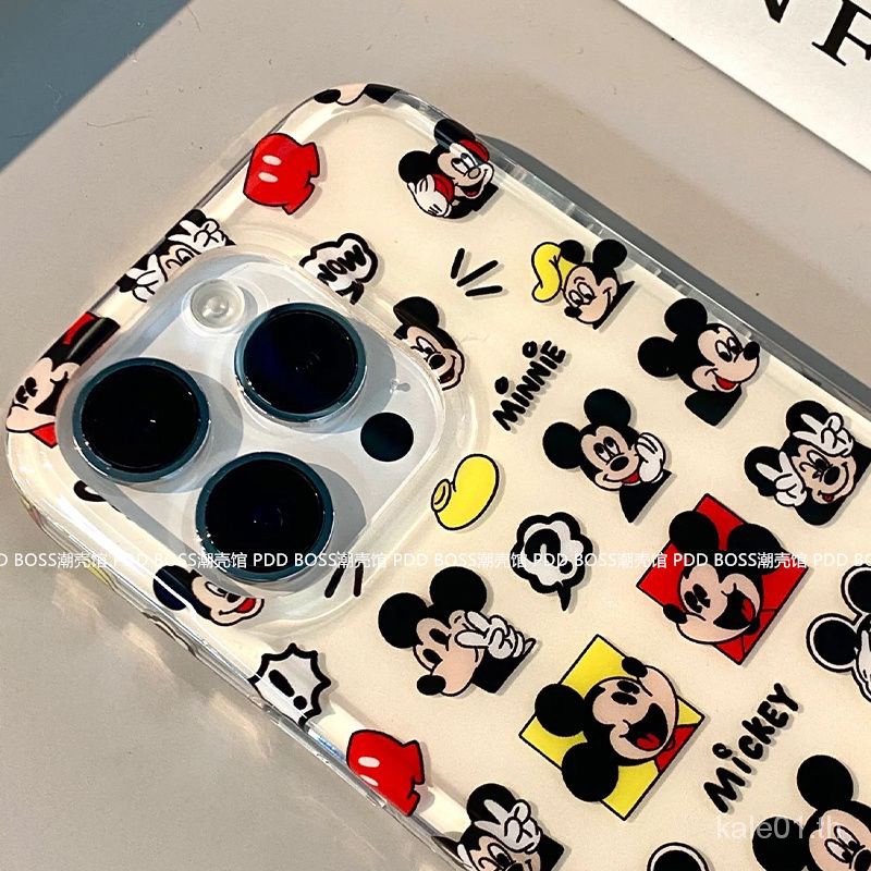 เคสป้องกันโทรศัพท์มือถือใส แบบนิ่ม ลายมิกกี้ กันกระแทก สําหรับ iPhone 15 14 13pro 12 11p xr xs 7 8plus x VPS0