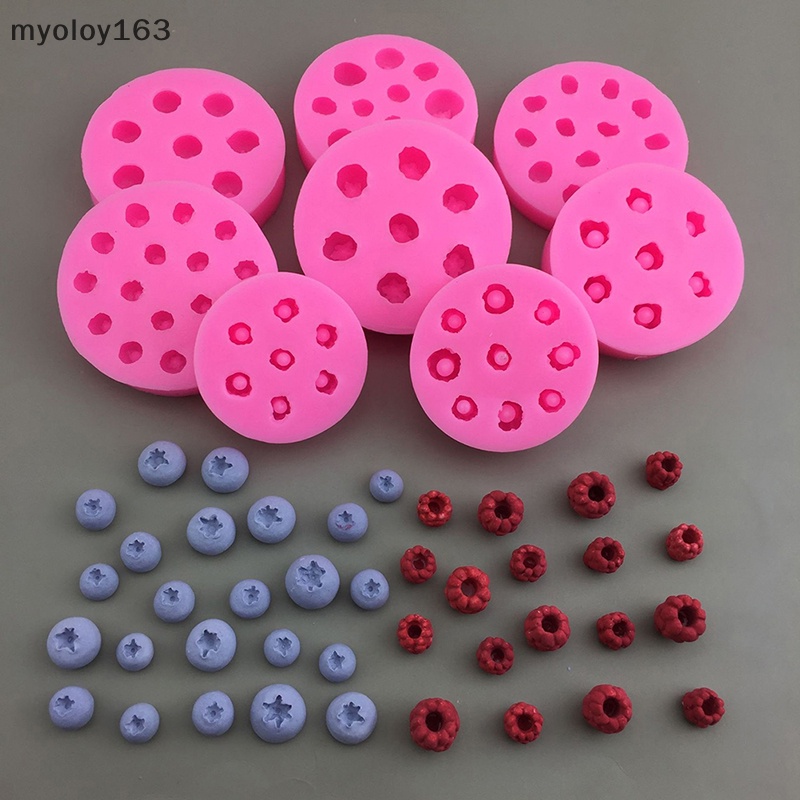 Myoloy แม่พิมพ์ซิลิโคน รูปผลไม้ ราสเบอร์รี่ บลูเบอร์รี่ ราสเบอร์รี่ 3D DIY สําหรับทําฟองดองท์