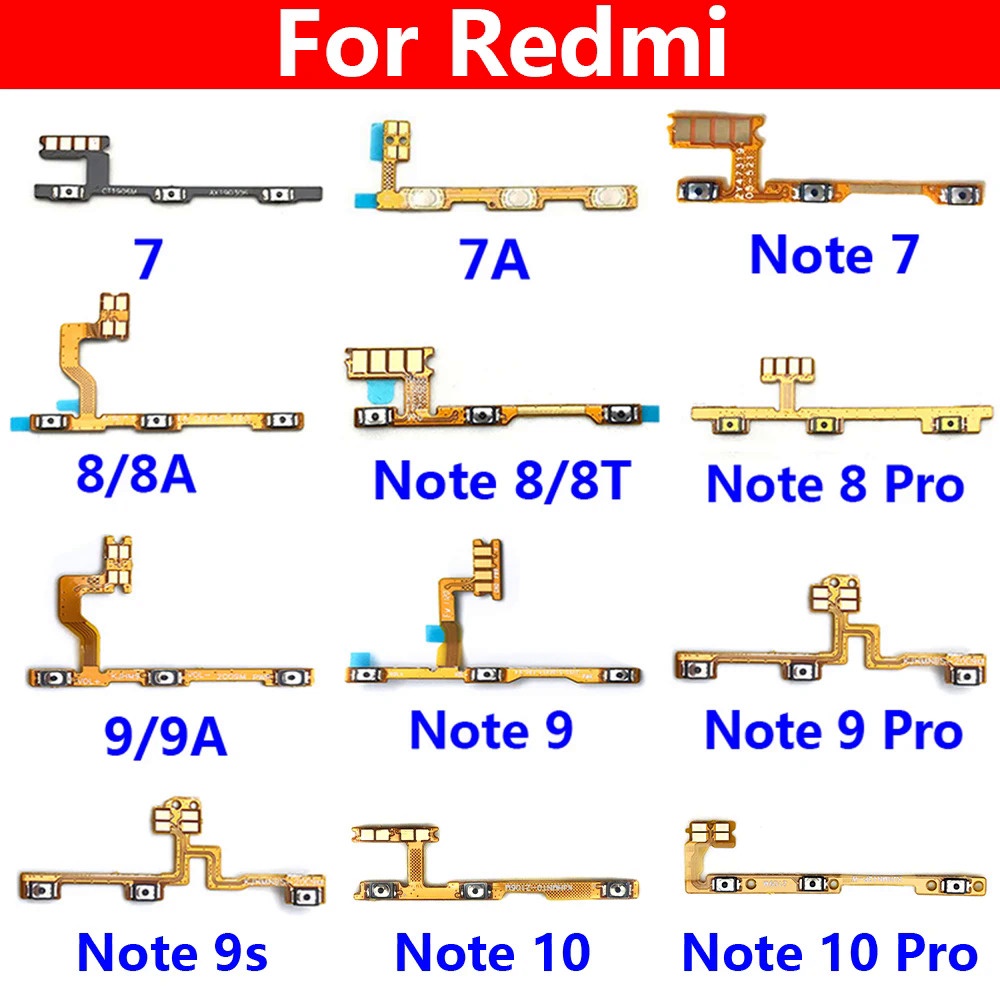 Power ON OFF Volume กล ้ องปุ ่ มสวิทช ์ Flex สายสําหรับ Xiaomi Redmi 7 7A 8 8A 9 9A หมายเหตุ 7 8 8T 9 10 Pro 9s MI 10T Lite 10