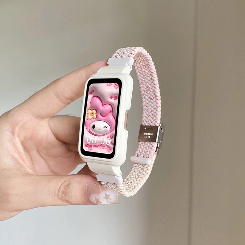 สายนาฬิกาข้อมือ ไนล่อนถัก สีชมพู สําหรับ Samsung Galaxy Fit 3 Galaxy Fit3