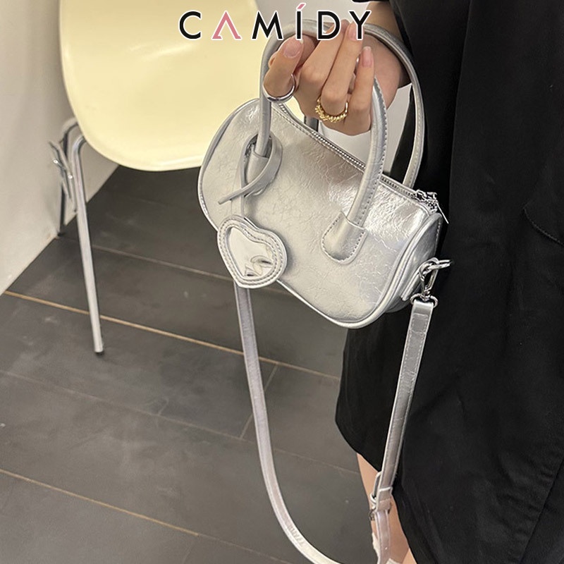 Camidy กระเป๋าสะพายไหล่ กระเป๋าถือ ทรงสี่เหลี่ยม ขนาดเล็ก สไตล์เกาหลี สําหรับสตรี