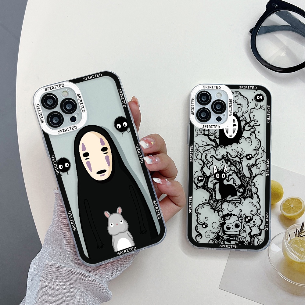 เคสโทรศัพท์มือถือแบบนิ่ม ใส กันรอยเลนส์กล้อง ลาย Spirited Away No Face Man สําหรับ iPhone 15 14 13 12 Mini 11 Pro Max X XS XR XSMAX 8 7 Plus SE2020
