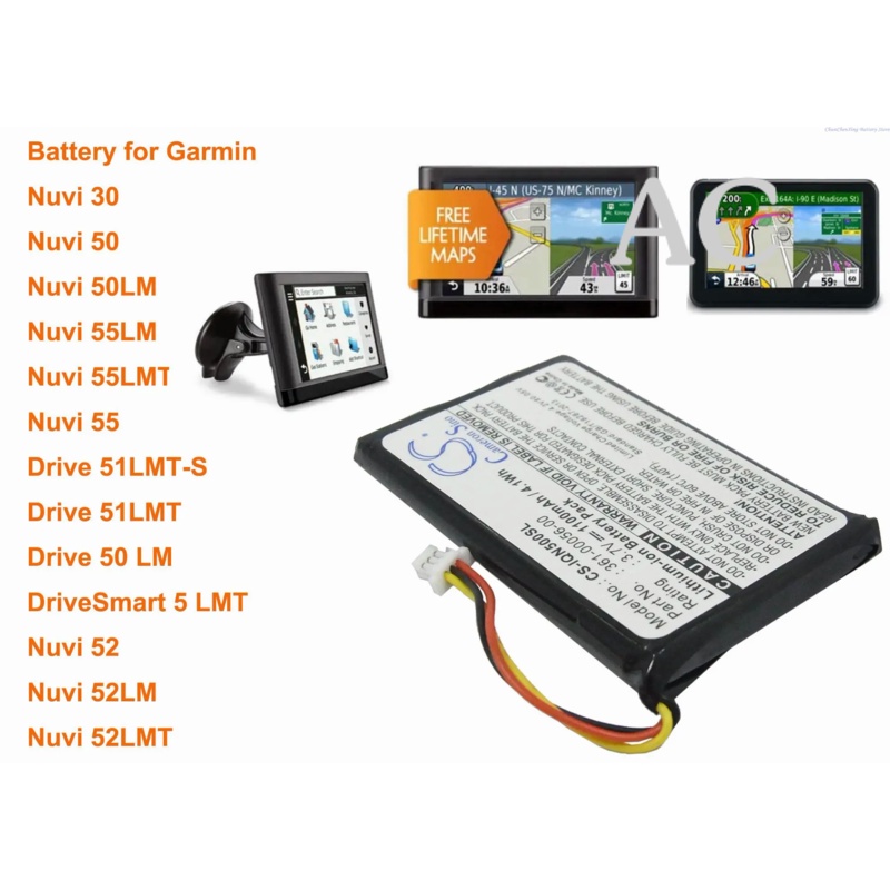 AC Cameron Sino 1100mAh Battery for Garmin Drive 50 LM, 51LMT, 52LM, 52LMT, 5 LMT, Nuvi 30, Nuvi 50, Nuvi 50LM, Nuvi 55,