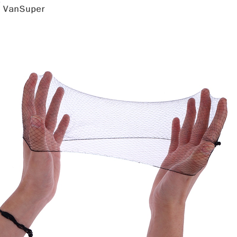 Vansuper ตาข่ายคลุมผม แบบยืดหยุ่น สีดํา 30 50 60 ซม. 50 ชิ้น