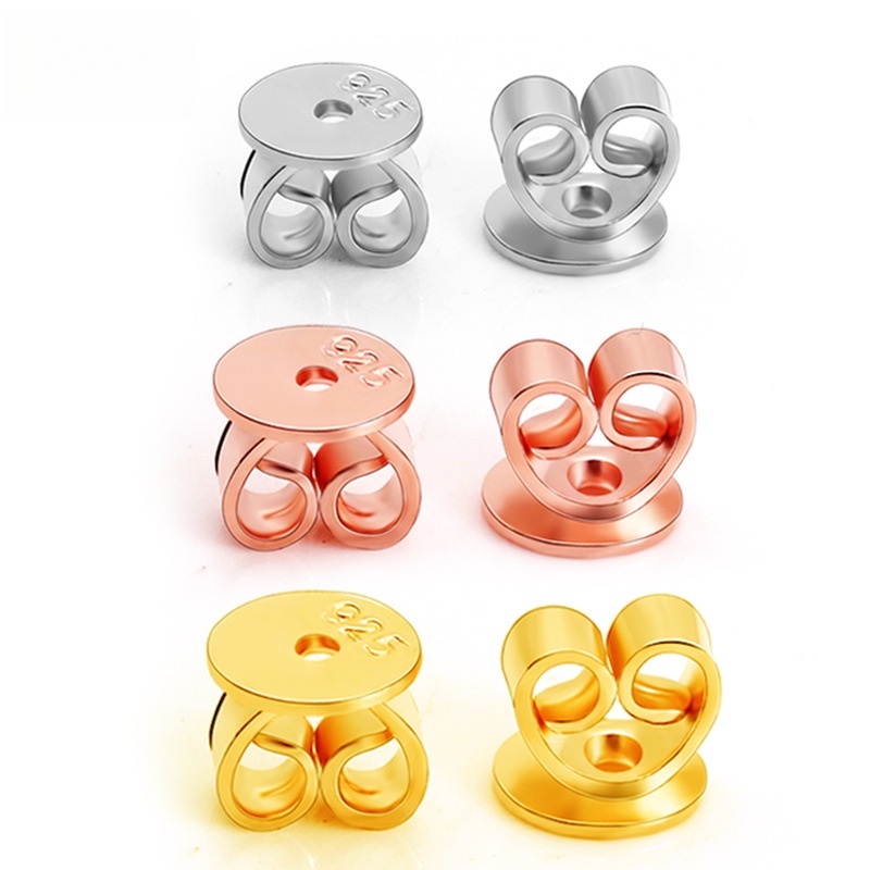 S925 เงินสเตอร์ลิง Studs ต่างหูด้านหลัง Push Backs สไตล์ต่างหูล็อค