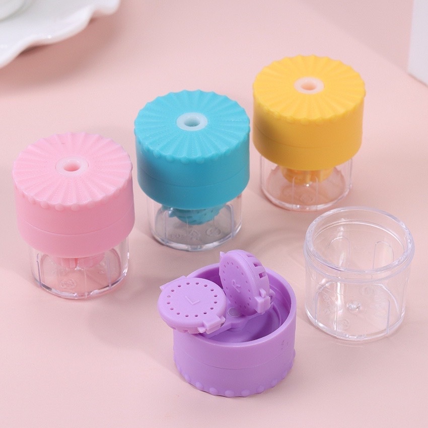 ปลีก/ส่ง อุปกรณ์ทําความสะอาดคอนแทคเลนส์ แบบพกพา หมุนได้