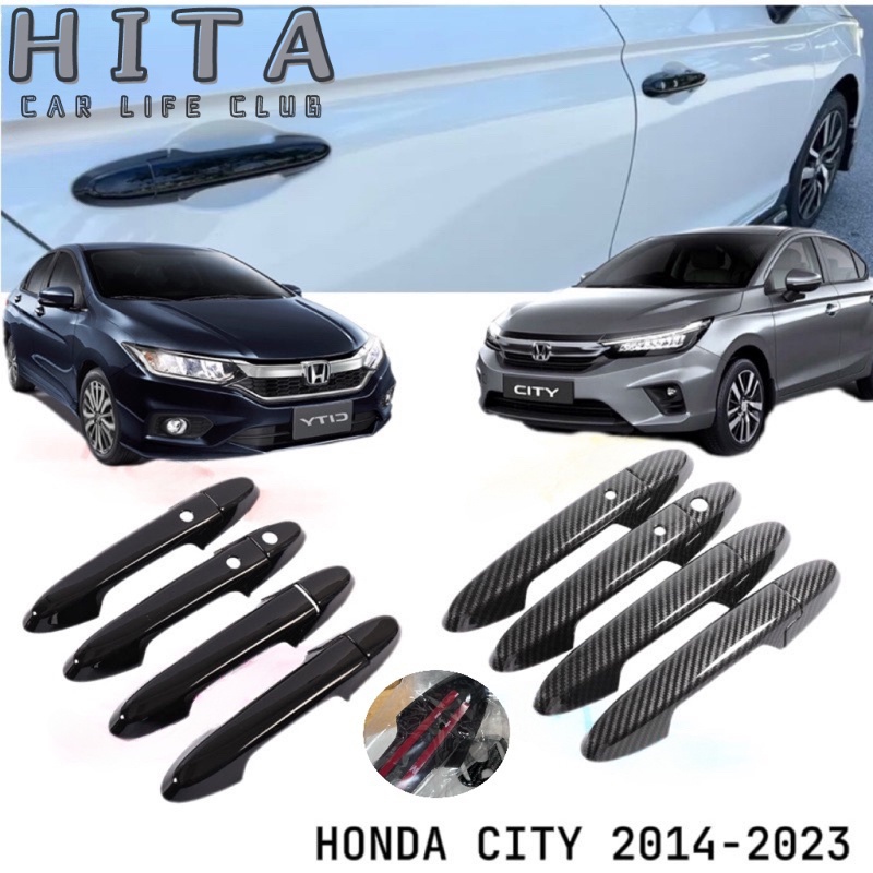 ฝาครอบมือจับประตูรถยนต์ สีดํา สําหรับ HONDA CITY GM6 GN2 SEDAN 2014-2024