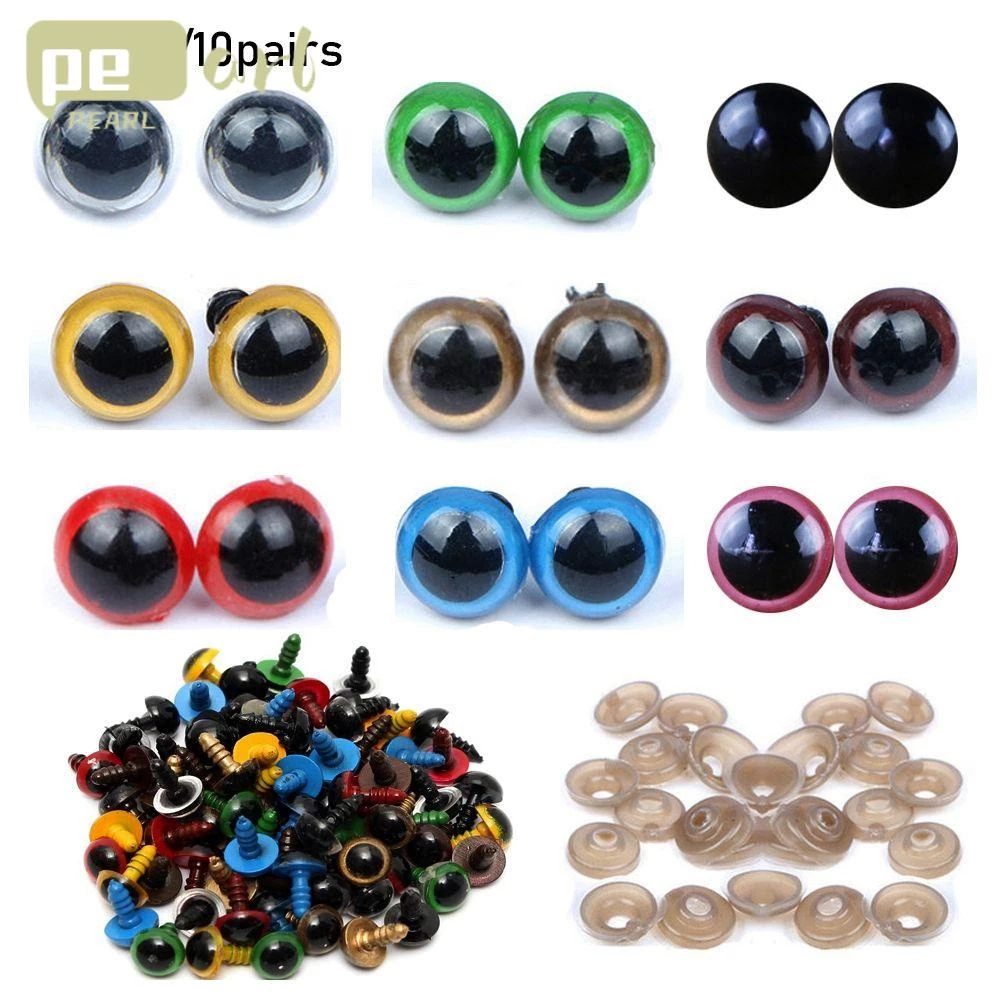 Pearlth ดวงตาตุ๊กตา 8 10 12 14 มม. 20 ชิ้น 10 คู่ พร้อมแหวนรอง DIY