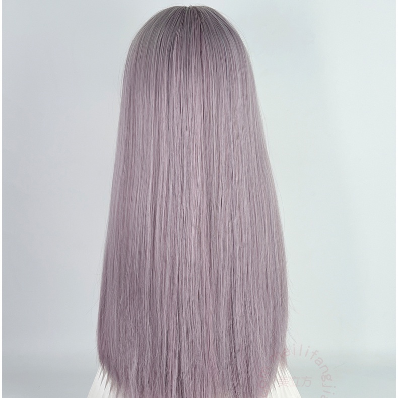 วิกผมยาวตรง พร้อมหน้าม้า วิกผมสังเคราะห์ธรรมชาติ โลลิต้า สีม่วงเผือก คอสเพลย์ วิกผม สําหรับผู้หญิง ผู้ชาย ปาร์ตี้