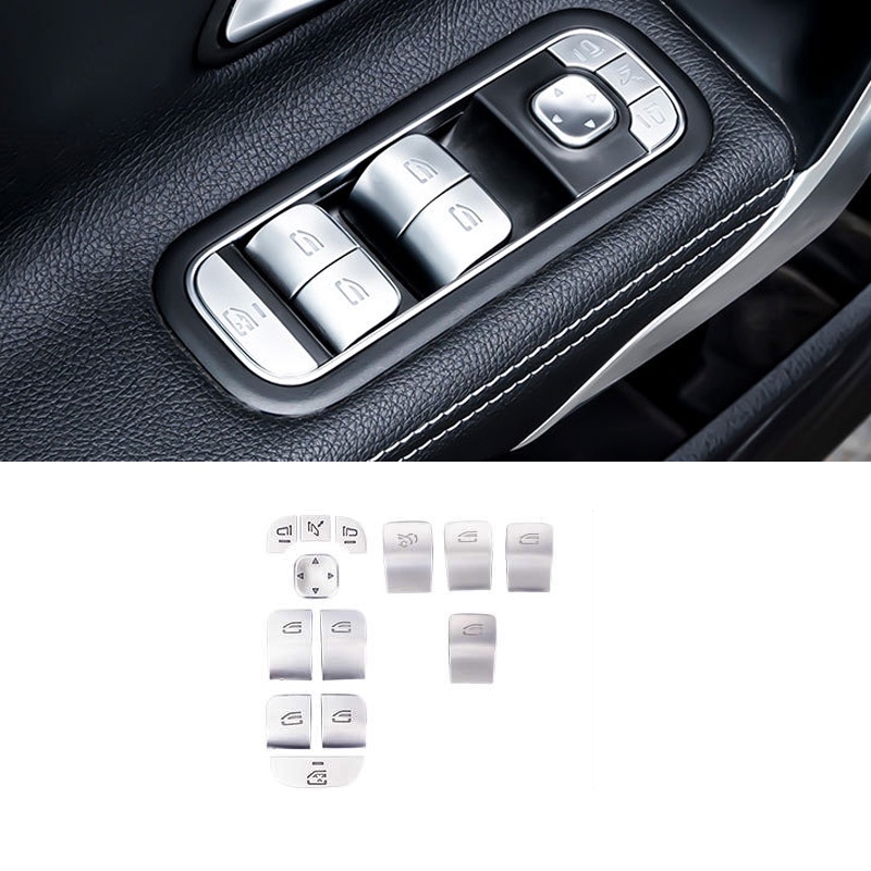 สติกเกอร์ติดปุ่มล็อคกระจกหน้าต่างรถยนต์ สําหรับ Mercedes Benz A B class GLA GLB CLA W177 W247 H247 X247