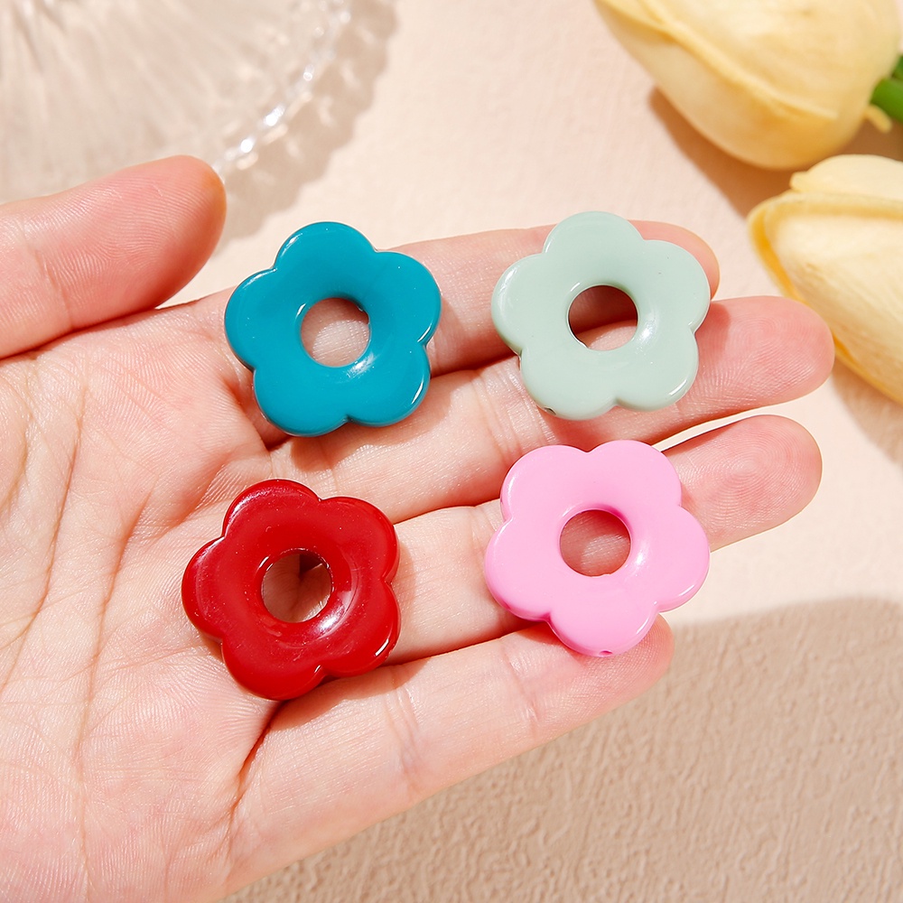 จี้ดอกไม้กลวง  27มม. 10ชิ้น สีสันสดใส งานDIYสร้อยข้อมือ-สร้อยคอ - รูปที่ 2