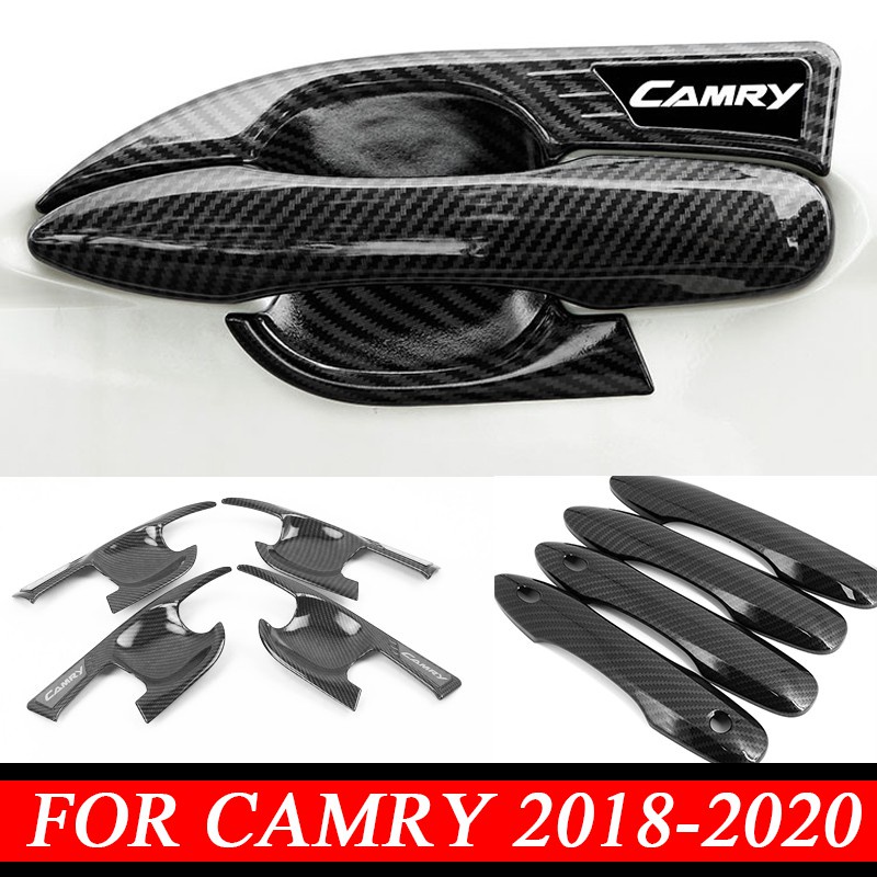 ฝาครอบมือจับประตูรถยนต์ คาร์บอนไฟเบอร์ สําหรับ TOYOTA CAMRY 2018-2021 CAMRY รุ่น 8