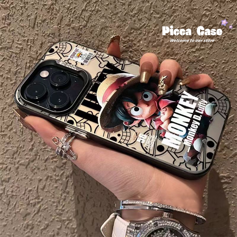 เคสโทรศัพท์มือถือ ชุบไฟฟ้า ลายวันพีช ลูฟี่ น่ารัก สําหรับ IPhone 15 14 7 8 Plus 11 13 12 Pro Max XR X XS Max 15 14 Plus