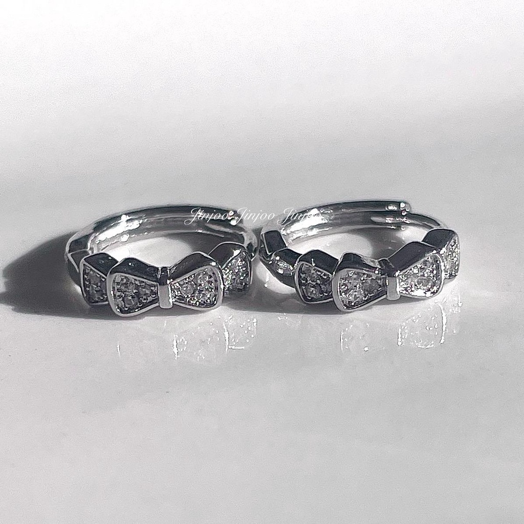 Jinjoo ต่างหูโบว์สองชั้น เรียบหรู ใส่ได้ทุกวัน รหัส EE51