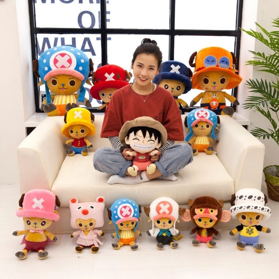 ของแท้ One Piece น่ารัก Chopper ตุ๊กตา Luffy ตุ๊กตาของเล่นตุ๊กตาเด็กหมอนอุปกรณ์ต่อพ่วงจี้