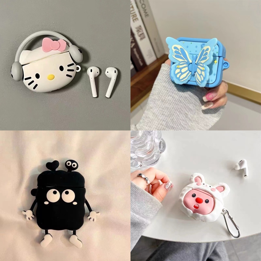 GTC สําหรับ Realme Buds T300 Case เคสGtc เคสหูฟัง ลายผีเสื้อ กระต่ายน่ารัก สีฟ้า สําหรับ Realme Buds