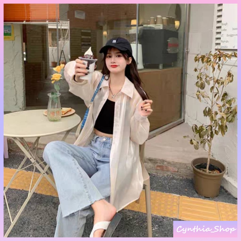 Cynthiaพร้อมส่ง เสื้อเชิ๊ตแขนยาว ผ้าชีฟองเงา รูปที่ 8