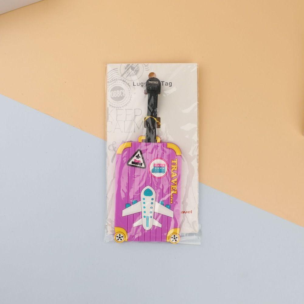 PERNEAKY แท็กกระเป๋าเดินทาง PVC, อุปกรณ์การเดินทางซิลิโคนป้องกันการสูญหาย, ที่ใส่ที่อยู่ ID แบบพกพา ป้ายเดินทาง แท็กกระเป๋าเดินทาง