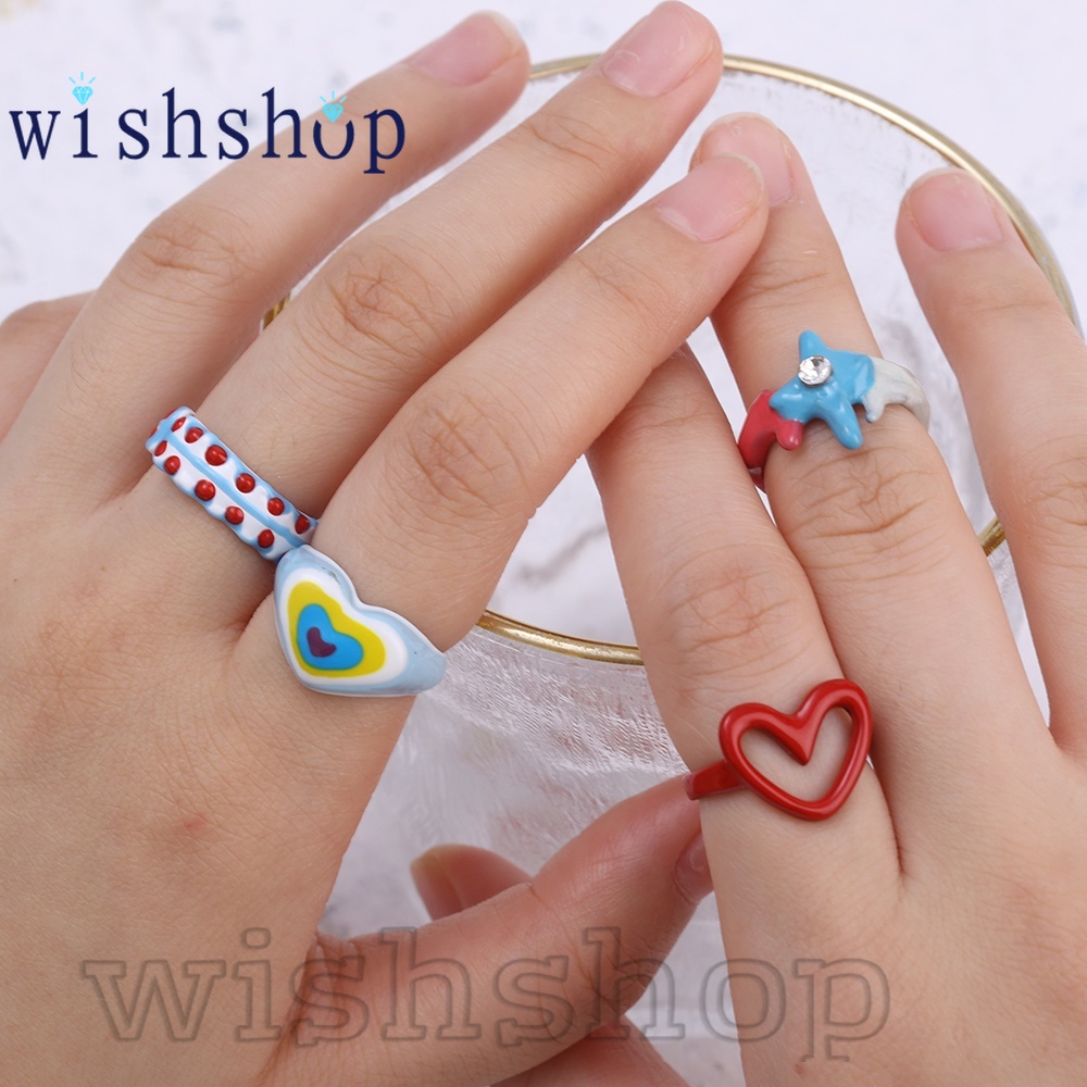 แหวนนิ้วมือ รูปการ์ตูนน่ารัก สีแดงมาการอง ปรับได้ เครื่องประดับ ของขวัญ สําหรับผู้หญิง ผู้ชาย คู่รัก -Y2K