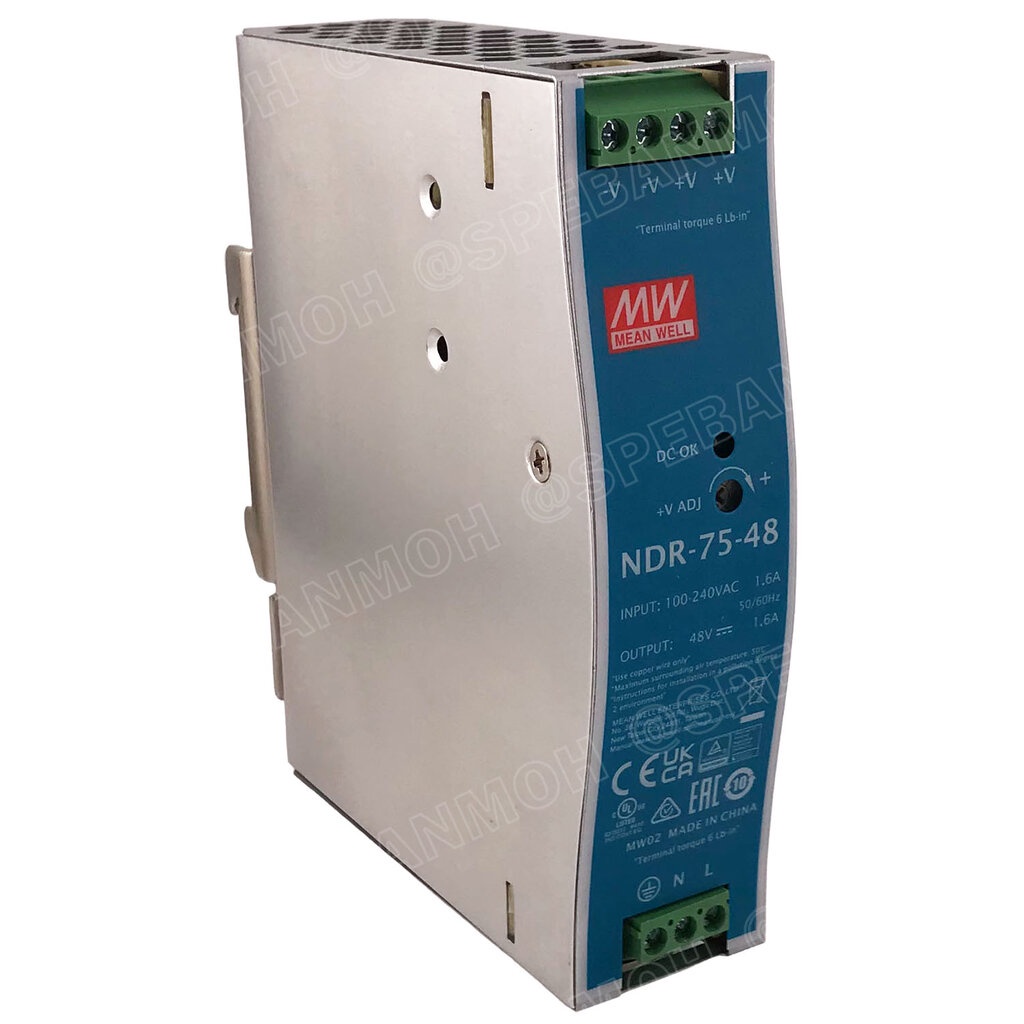 [ 1เครื่อง ] NDR-75-48 พาวเวอร์ซัพพลาย 48V 1.6A MEAN WELL 75W NDR Single Output Industrial DIN RAIL สวิทชชิ่ง ยึดรางป... - รูปที่ 2