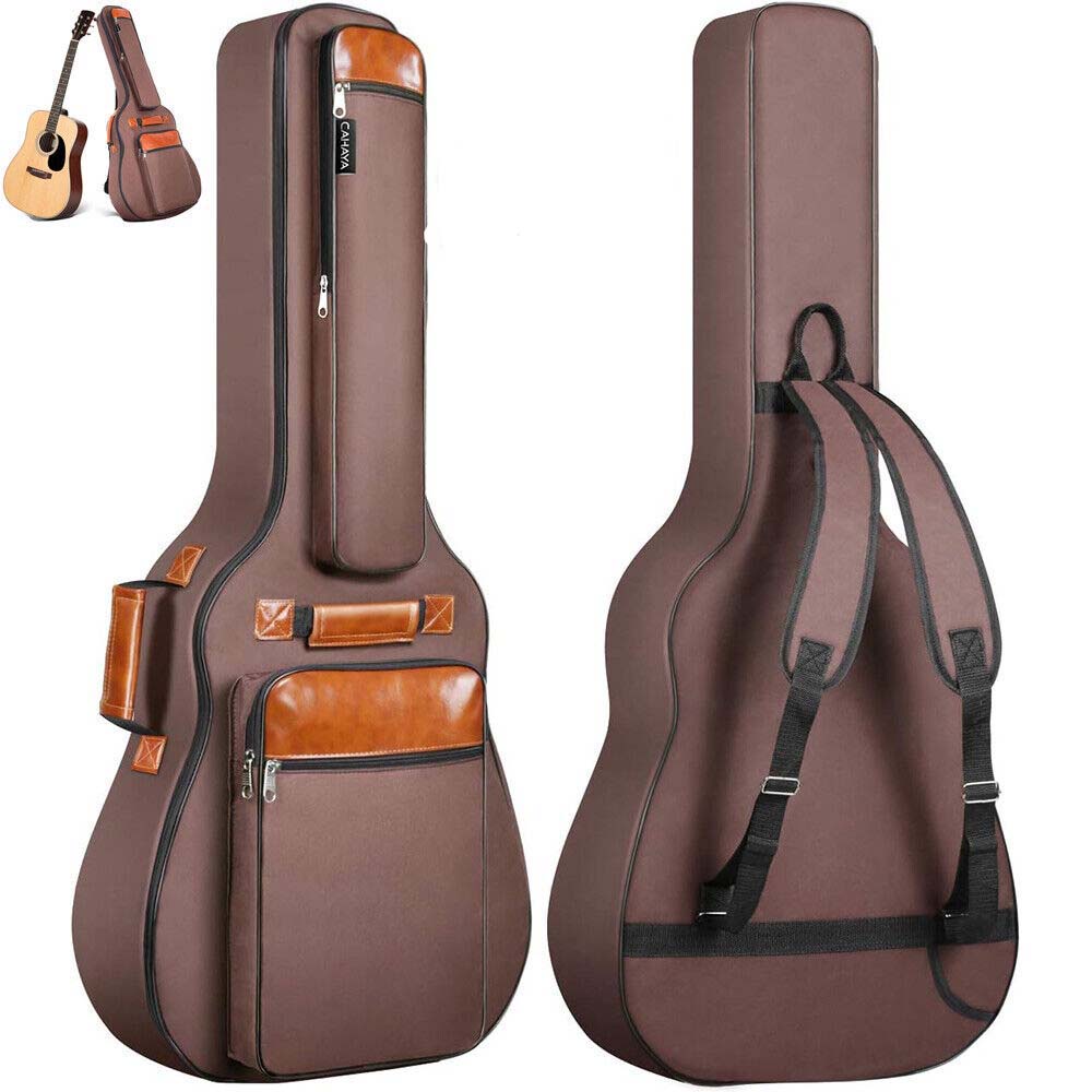 42" Guitar Gig Bag Backpack Soft Case Waterproof Thicken Instrument Bag Brown Guitar Bass Accessories