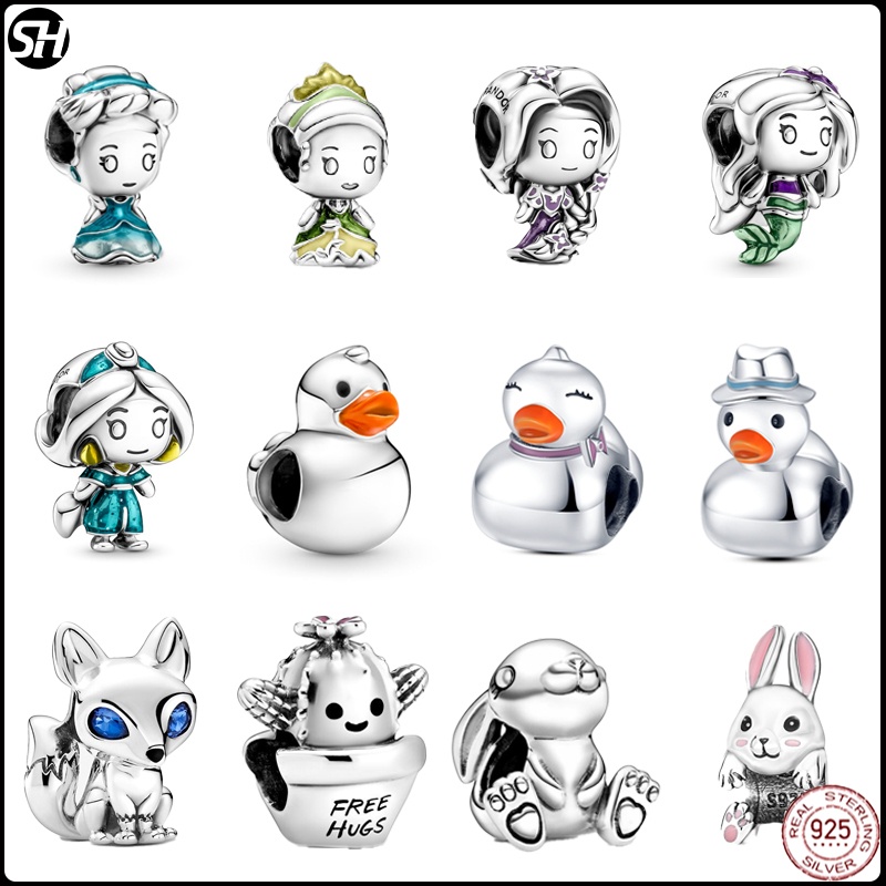 ใหม่ 925 สร้อยข้อมือเดิม 925 เงินสเตอร์ลิงจี้คลิป evil eye gold letter stopper เจ้าหญิงสัตว์ลูกปัด Charms Fit Charm สร้อยข้อมือผู้หญิงเครื่องประดับ