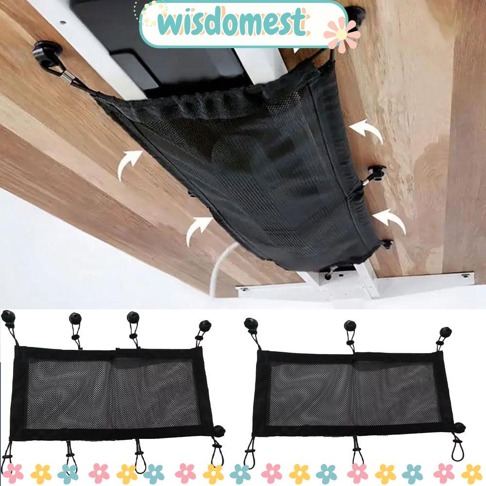 Wisdomest อุปกรณ์ตาข่ายจัดเก็บสายไฟ ใต้โต๊ะ แบบยืดหยุ่น